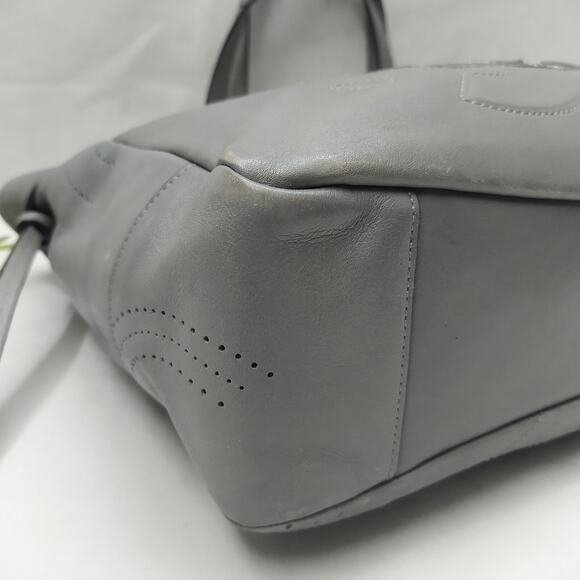 Coach Chelsea Inlaid Gray Leather Charlie Double Handles Zipper Tote Bag - Picture 15 of 16